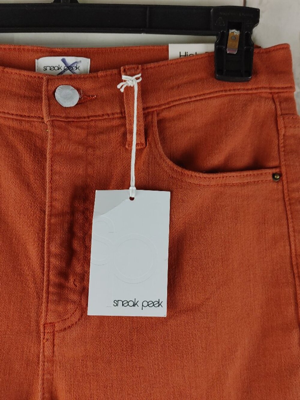 NWT Sneak Peek Junior Size 7/W28 High Rise Flared Orange Jeans 28x30.5 - Picture 4 of 13